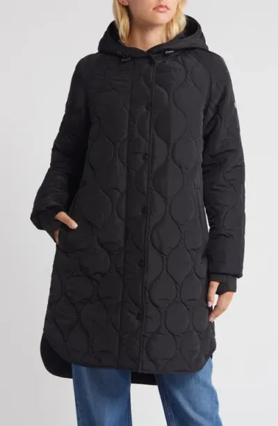 Bcbg Onion Quilted Hooded Coat In Black