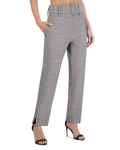 Bcbgmaxazria Belted Straight Leg Pants In Black/white