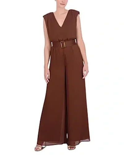 Bcbgmaxazria Belted Wide Leg Jumpsuit In Brown