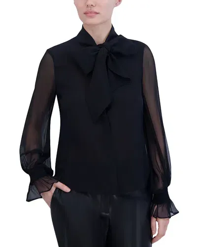 Bcbgmaxazria Bow Blouse In Noir