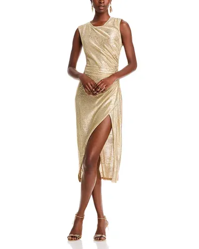 Bcbgmaxazria Metallic Midi Dress In Gold