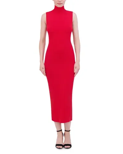 Bcbgmaxazria Sleeveless Mock Neck Midi Dress In Salsa