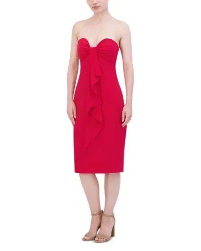 Bcbgmaxazria Strapless Sweetheart Neck Dress In Crimson