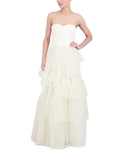 Bcbgmaxazria Strapless Tiered Tulle Evening Dress In Gardenia