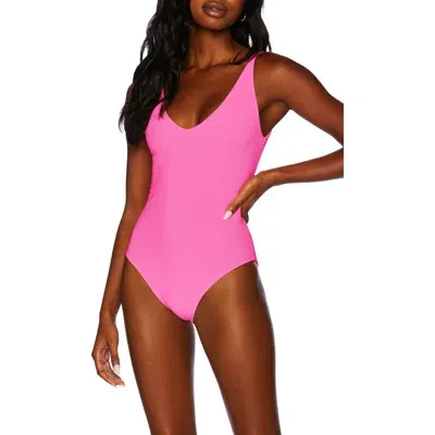 Beach Riot Reese Rib One-piece Swimsuit In Neon Pink