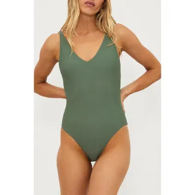 Beach Riot Reese Rib One-piece Swimsuit In Sage