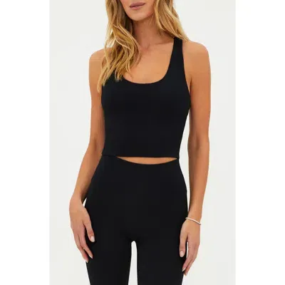 Beach Riot Yara Racerback Crop Tank In Black Waffle