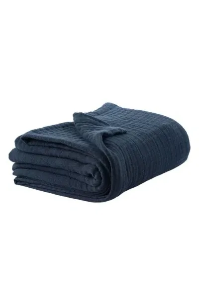 Bearaby Organic Cotton Muslin Cocoon Throw Blanket In Midnight Blue