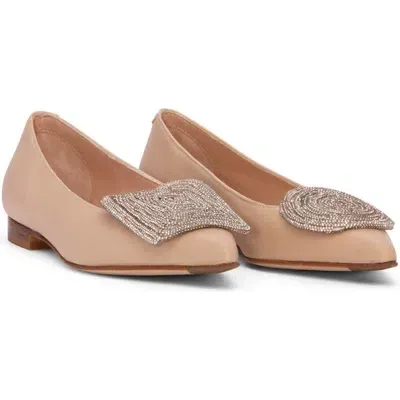 Beautiisoles Bonnie Pointed Toe Ballet Flat In Beige