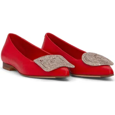 Beautiisoles Bonnie Pointed Toe Ballet Flat In Red