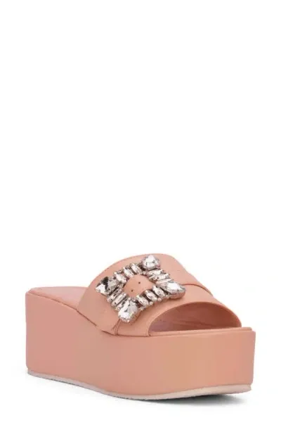 Beautiisoles Dita Platform Slide Sandal In Light Pink