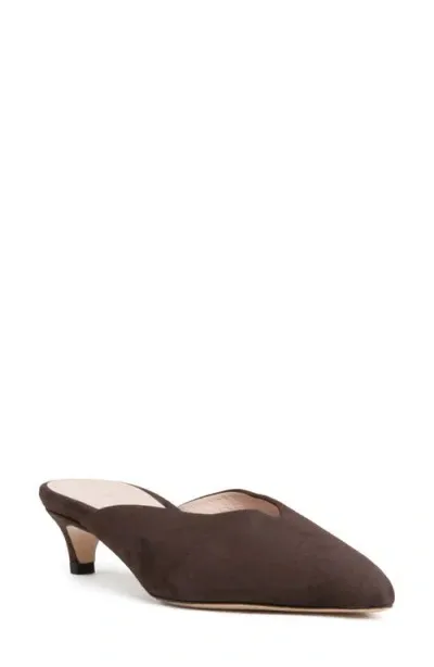 Beautiisoles Gal Pointed Toe Kitten Heel Mule In Brown