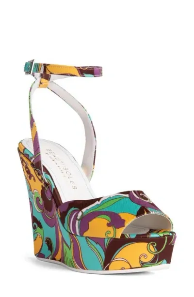 Beautiisoles Niagara Platform Wedge Sandal In Purple