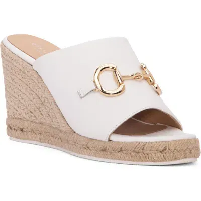 Beautiisoles Norma Espadrille Platform Wedge Slide Sandal In White