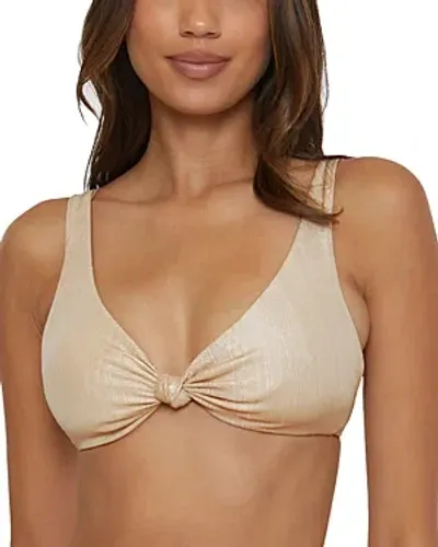 Becca By Rebecca Virtue Origami Knot Bikini Top In Taupe