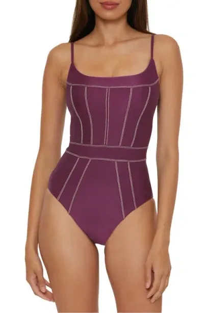 Becca Color Sheen One-piece Swimsuit In Aubergine