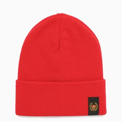 Bel-air Athletics Bel Air Athletics Red Knitted Bonnet With Logo In Black