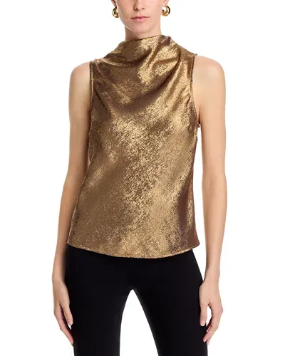 Bella Dahl Cowlneck Bias Top In Gold Metallic