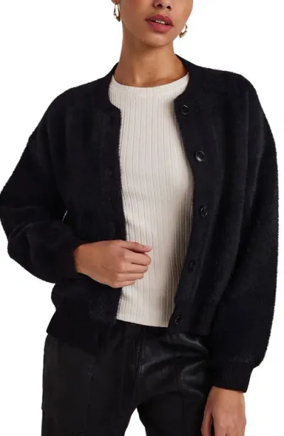 Bella Dahl Fuzzy Bomber Jacket In Black