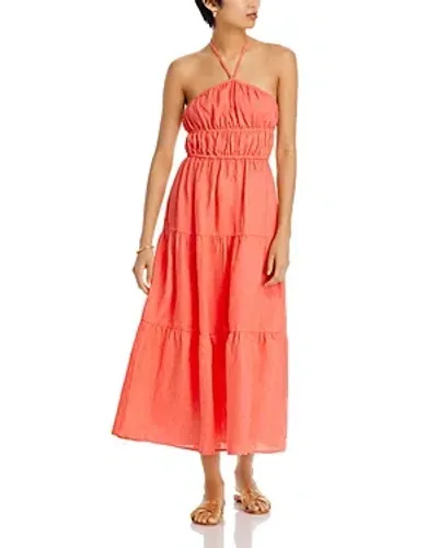 Bella Dahl Linen Halter Midi Dress In Hibiscus Bloom