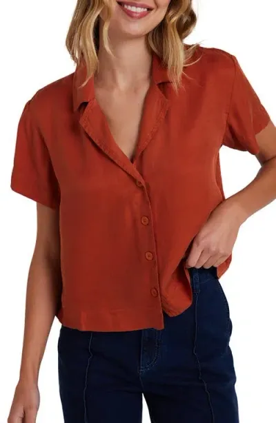 Bella Dahl Lyocell Camp Shirt In Amber Rust