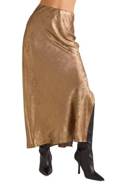 Bella Dahl Metallic Bias Cut Maxi Skirt In Gold Metallic