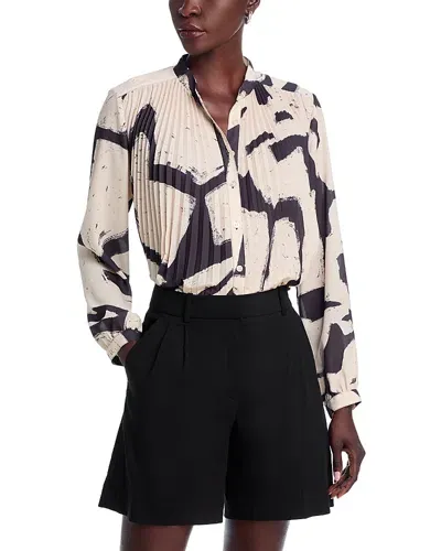 Bella Dahl Pleated Bodice Shirt In Ivory Mosaic Print