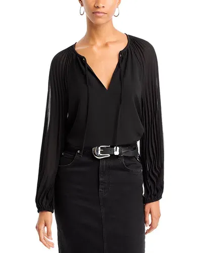 Bella Dahl Pleated Sleeve Blouse In Black