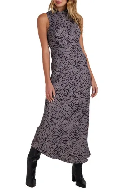 Bella Dahl Print Mock Neck Sleeveless Maxi Dress In Onyx Steel