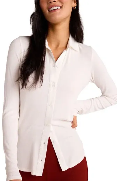 Bella Dahl Long Sleeve Rib Mix Shirt In Winter White