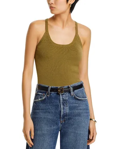 Bella Dahl Round Neck Sweater Tank Top In Dried Herb