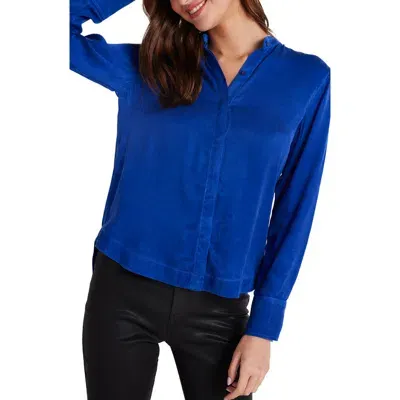 Bella Dahl Satin Button-up Shirt In Rich Cobalt