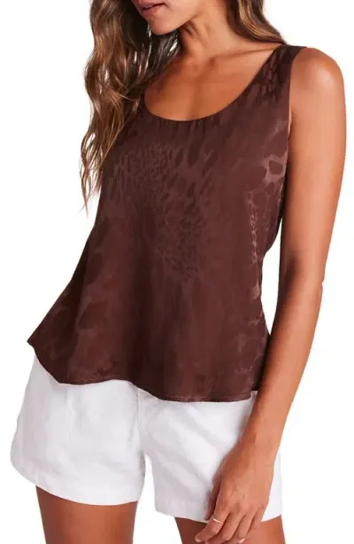 Bella Dahl Scoop Neck Satin Damask Tank In Cafe Noir