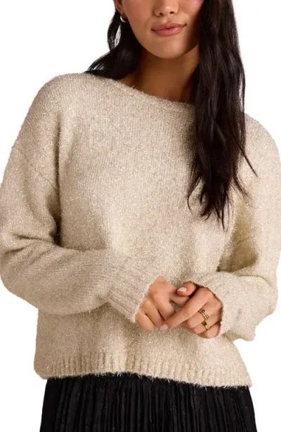 Bella Dahl Slouchy Sweater In Ivory Gold Shimmer