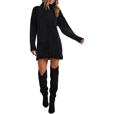 Bella Dahl Turtleneck Long Sleeve Sweater Minidress In Black