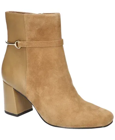 Bella Vita Women's Quincy Square Toe Ankle Boots In Cognac Kidsuede Leather