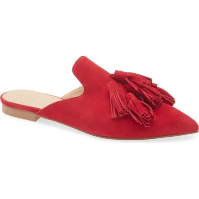 Bells & Becks Mirella Pointed Toe Tassel Mule In Red