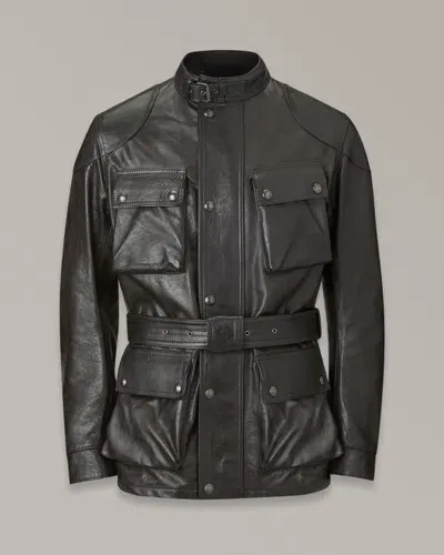 Belstaff Trialmaster Motorcycle Jacket In Antique Black