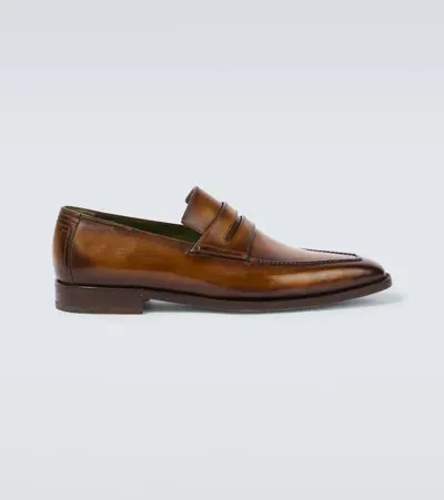 Berluti Andy Leather Loafers In Cacao Intenso