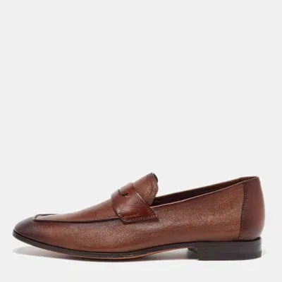 Pre-owned Berluti Brown Leather Lorenzo Loafers Size 39.5