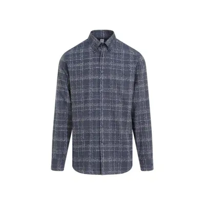 Berluti Buttoned Checked Shirt In Grey