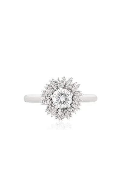 Bernard James Flora Pave 18k White Gold Diamond Sunflower Ring