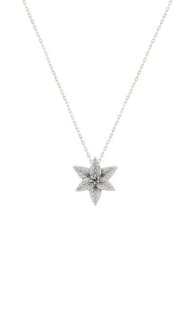 Bernard James Flora Pave Lily 18k White Gold Diamond Necklace