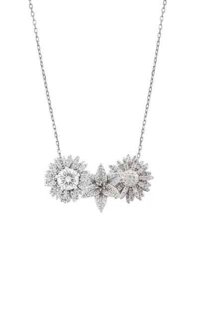 Bernard James Flora Pave Posy 18k White Gold Diamond Necklace