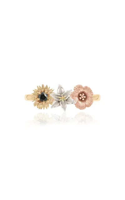 Bernard James Posy Flora 14k Gold Diamond Ring In Multi