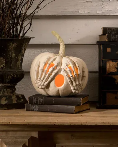 Bethany Lowe Peek-a-boo Pumpkin, White In Black And White