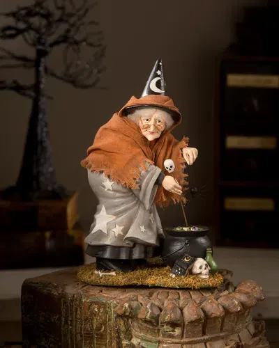 Bethany Lowe Star Luna Witch Halloween Accent In Orange, Black, Grey