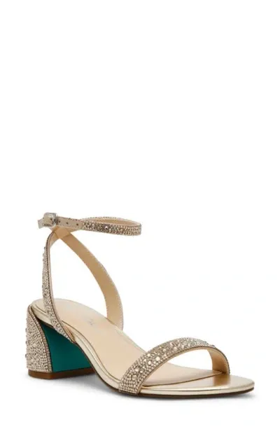 Betsey Johnson Jean Ankle Strap Sandal In Light Gold