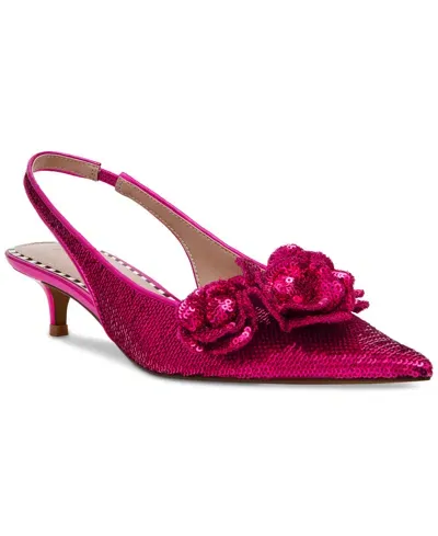 Betsey Johnson Aurorra Slingback Pointed Toe Kitten Heel Pump In Fuchsia