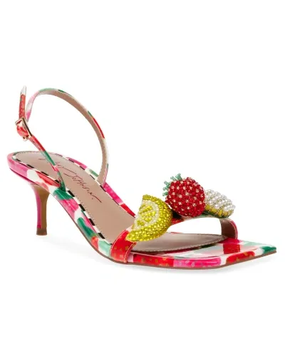 Betsey Johnson Colson Womens Patent Rhinestone Slingback Sandals In Multi